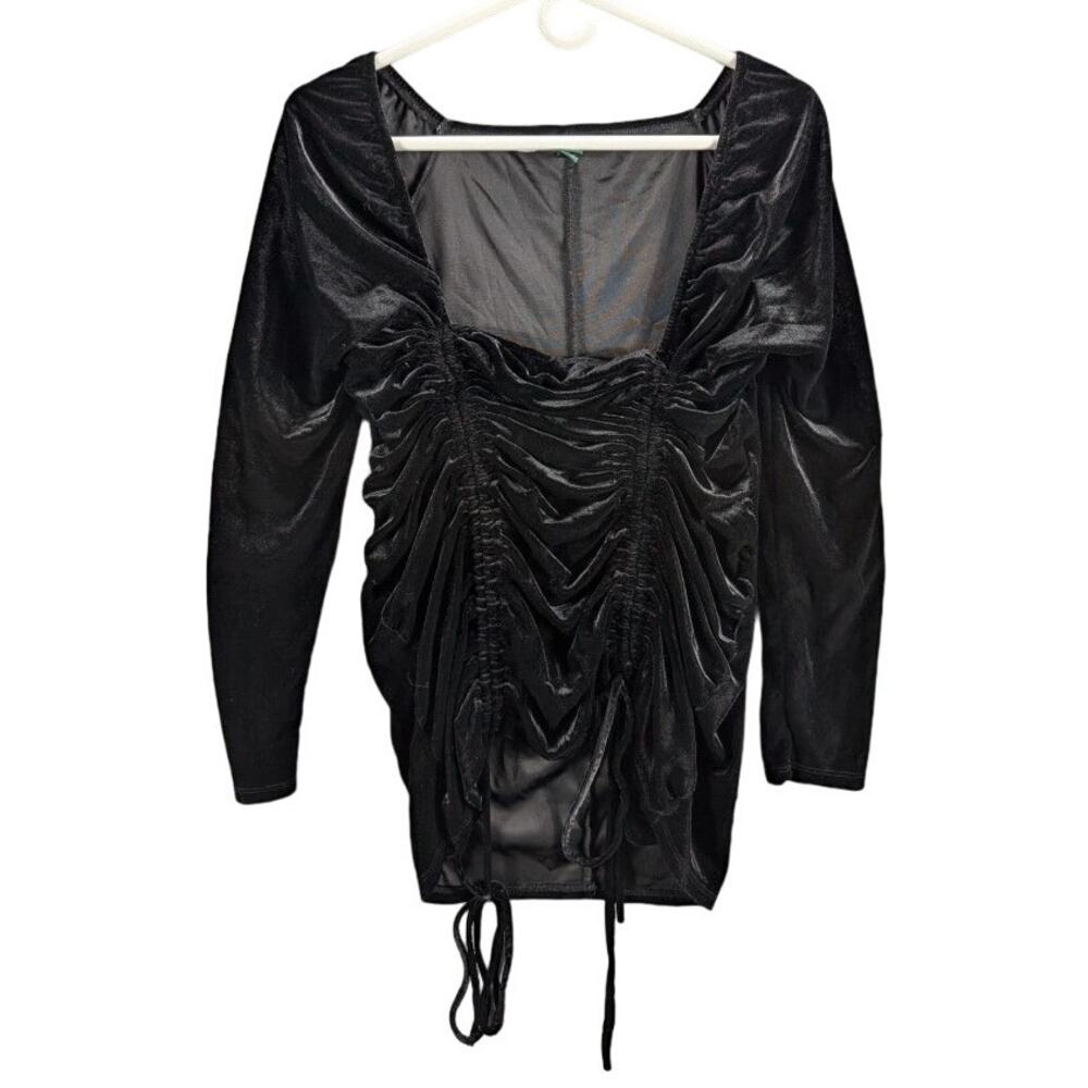 Wild Fable Velvet Mini Dress Womens Extra Large Black Ruched Coquette Goth Witch View 3
